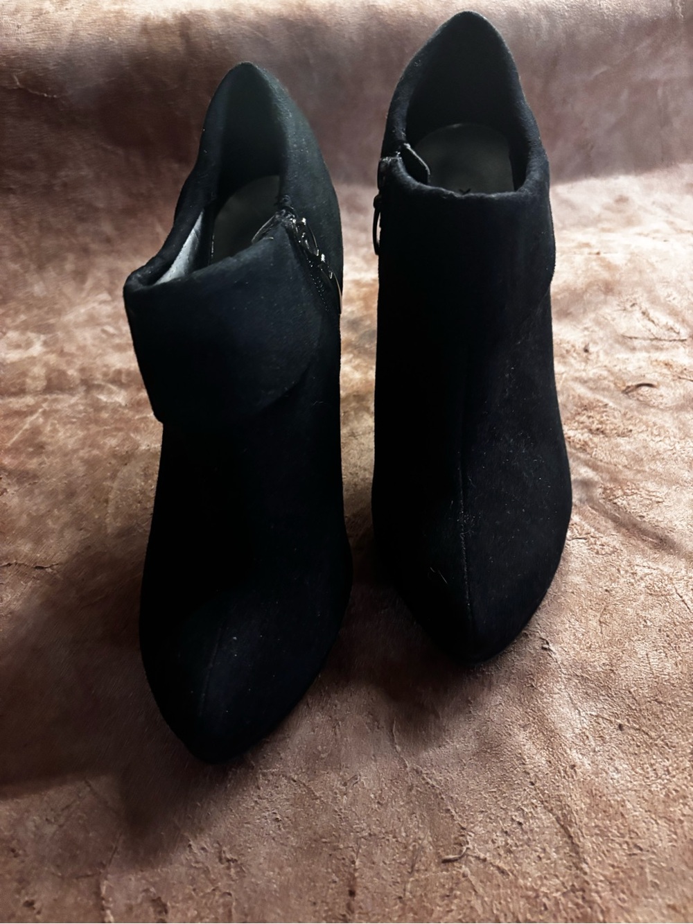 Xappeal Black Suede Pointed Toe Ankle Booties